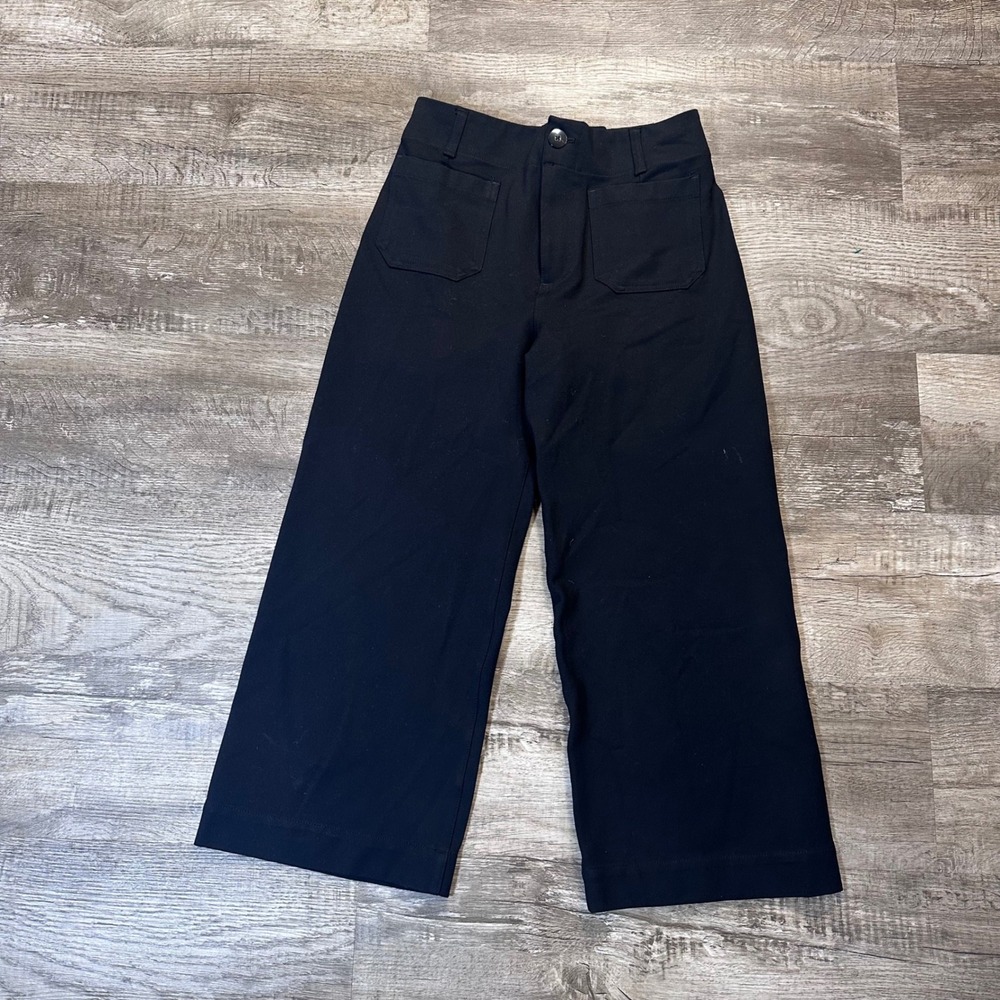 Maeve Anthropologie The Colette Black Wide Leg Cropped Pants Size 29 High Rise